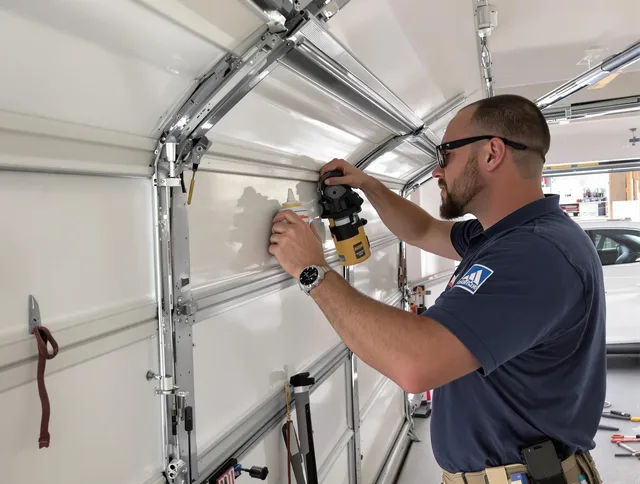 Richmond Heights Garage Door Repair technician quieting a noisy garage door in Richmond Heights