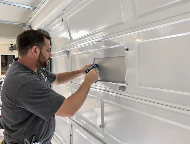 Garage door panel repair by Richmond Heights Garage Door Repair in Richmond Heights